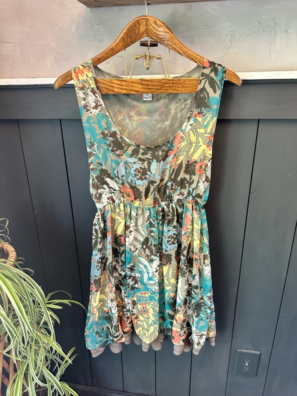 American Rag CIE Floral Scoop Neck Sleeveless Multicolor Floral Mini Dress XL